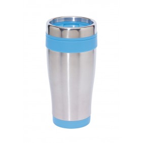 Double-walled flask LUNGO, blue, silver Double-walled flask LUNGO, blue, silver