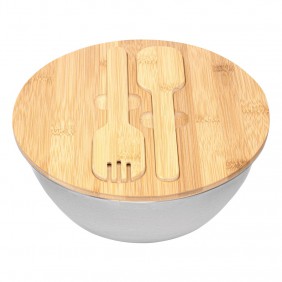 Salad bowl EAT HEALTHY, brown, silver Salad bowl EAT HEALTHY, brown, silver