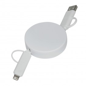 Wind up data cable TRANSFER ROUND white Wind up data cable TRANSFER ROUND white